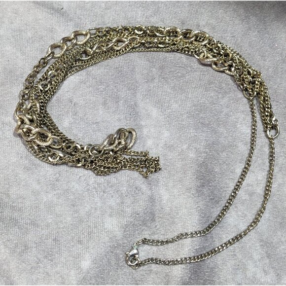 Elegant Multilayer Silver Tone Chain Necklace - Picture 4 of 4
